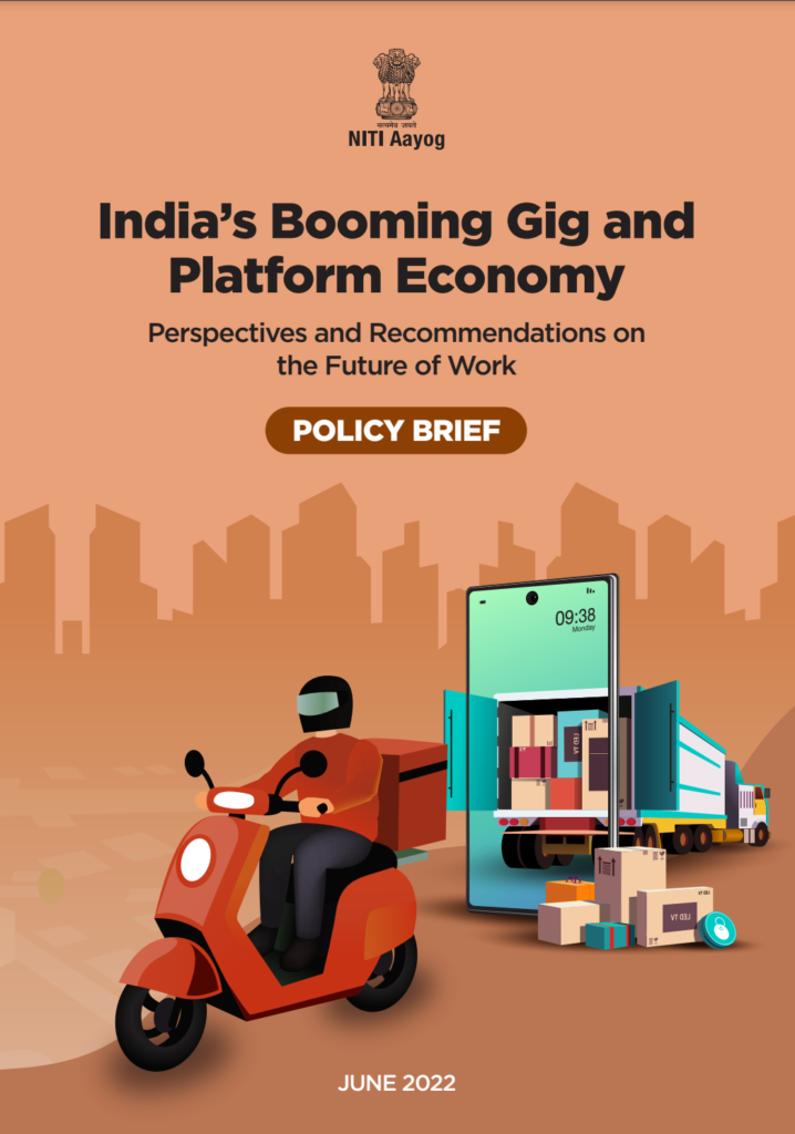 front cover of Niti Ayog's report on India's Gig economy