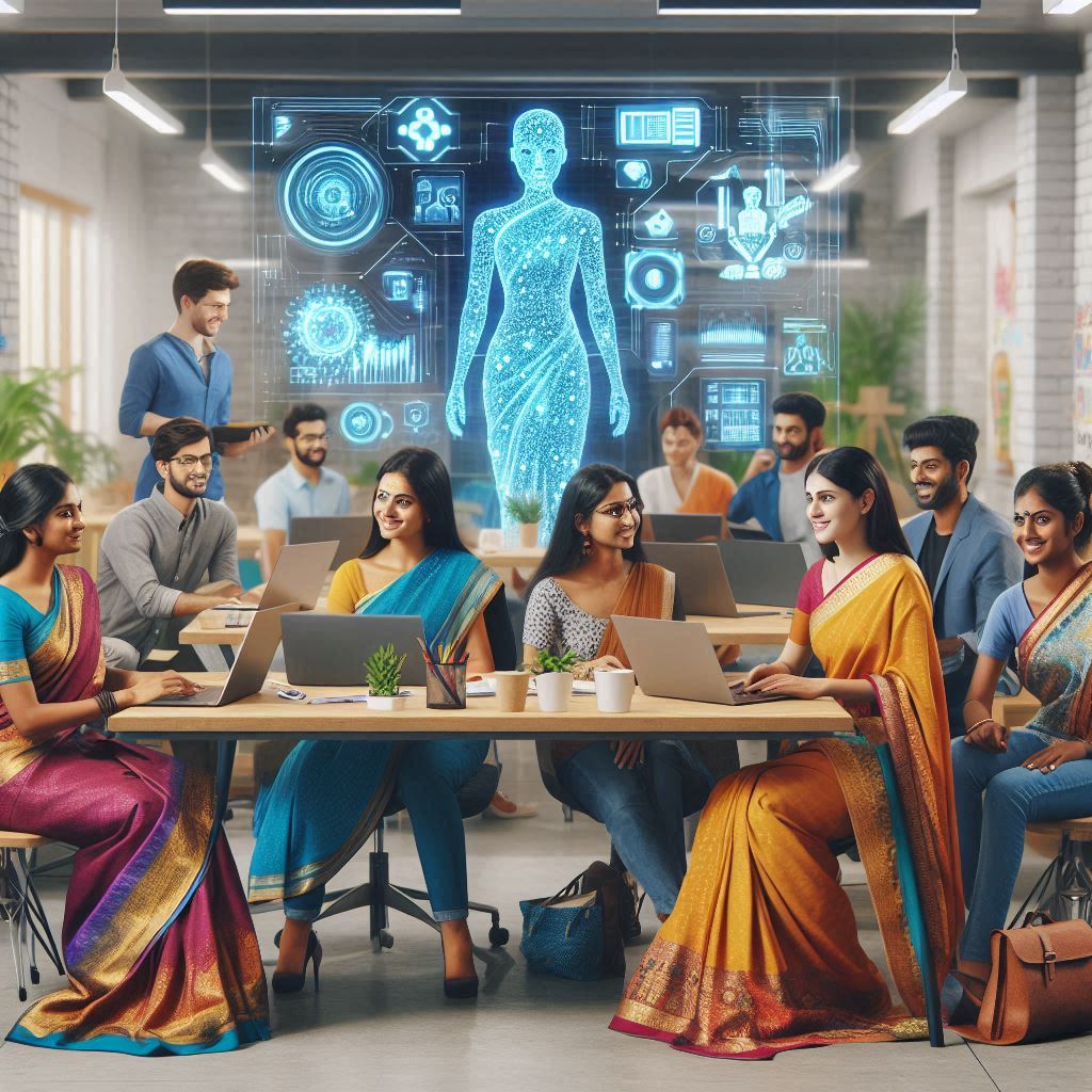The image shows a symbiotic relationship between human capital and algorithmic capital with both humans and AI working together