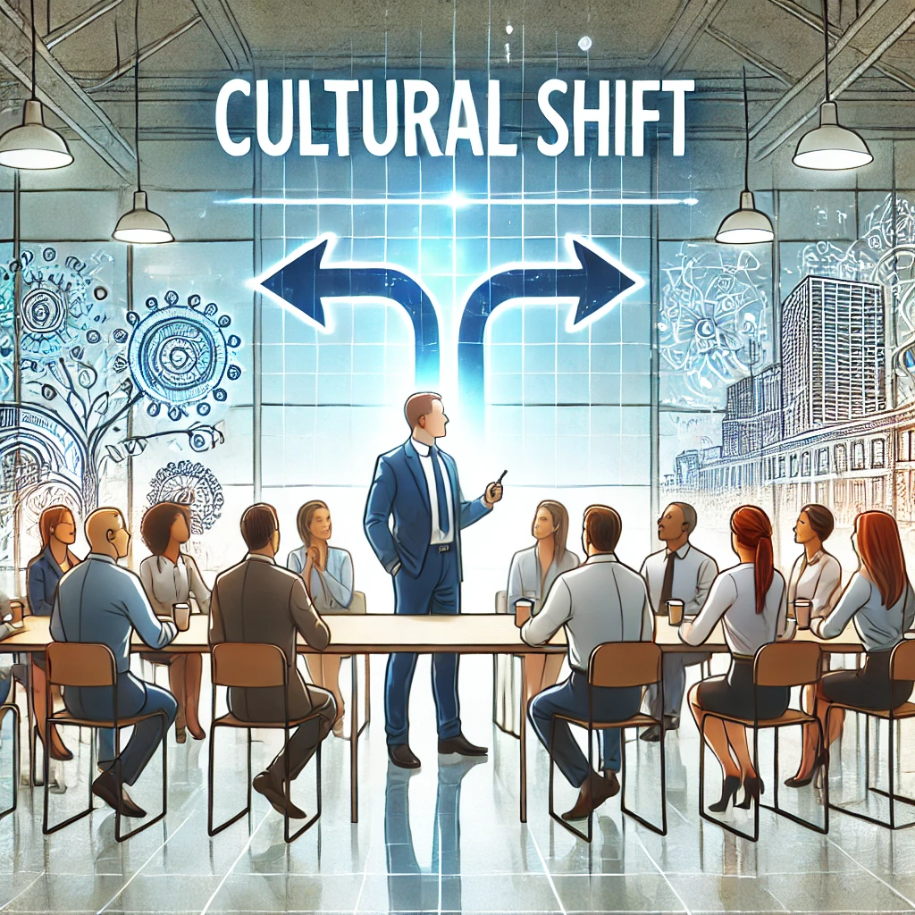 image illustrating corporate cultural transformation, symbolizing a shift toward a healthier, more adaptive organizational culture. 